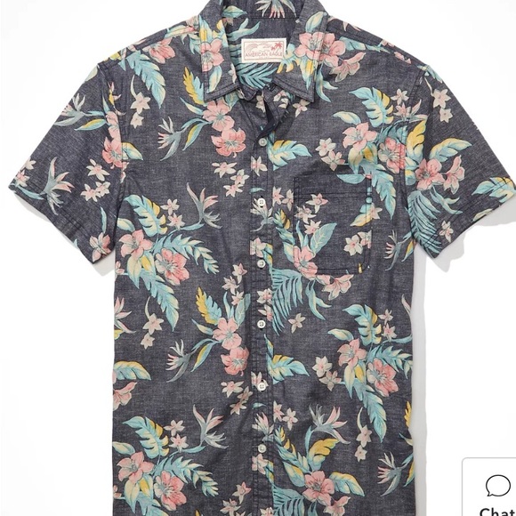 American Eagle Tropical Resort Button Up Shirt Size Medium - Picture 3 of 6